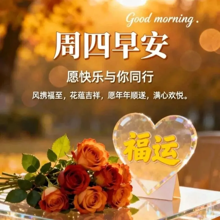 早上好温馨问候祝福语，早安精美图片，周四愉快！
