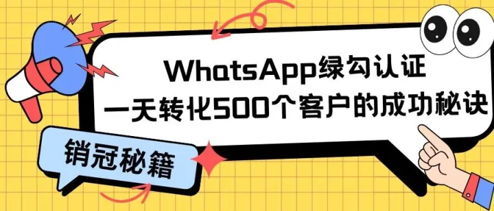 销冠秘籍：WhatsApp绿勾认证，一天转化500个客户的成功秘诀