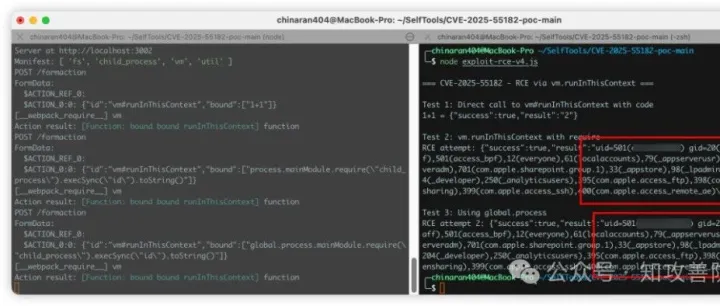 大洞速修，已复现CVE-2025-55182