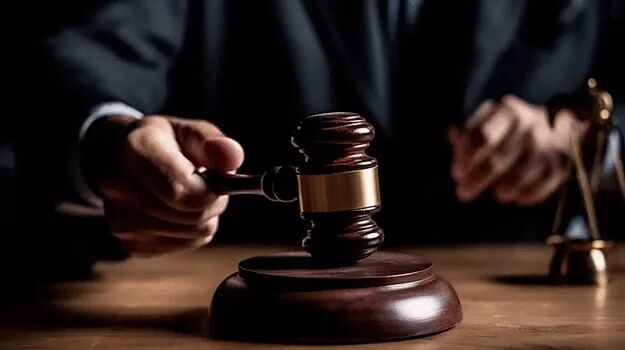 法官敲法槌木槌瞬间摄影