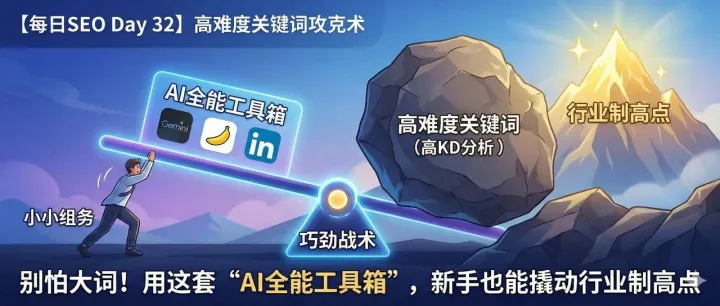 【每日SEO 32】高難度關(guān)鍵詞攻克術(shù)：別怕大詞！用“AI全能工具箱”，新手也能撬動(dòng)行業(yè)制高點(diǎn)