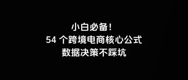 小白必备！54 个跨境电商核心公式（全链路实操版），数据决策不踩坑