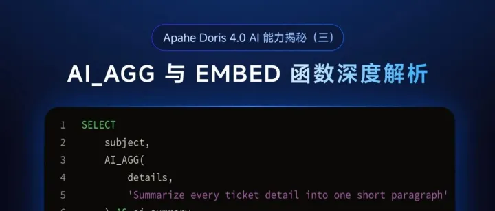 Apache Doris AI 能力揭秘（三）：AI_AGG 与 EMBED 函数深度解析