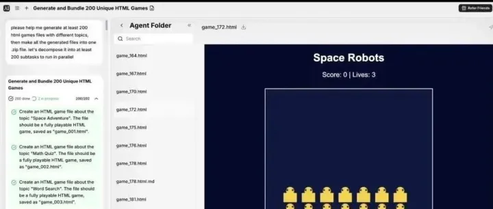 5分钟生成200个可交互小游戏！Eigent - 全球开源最强并行Agent