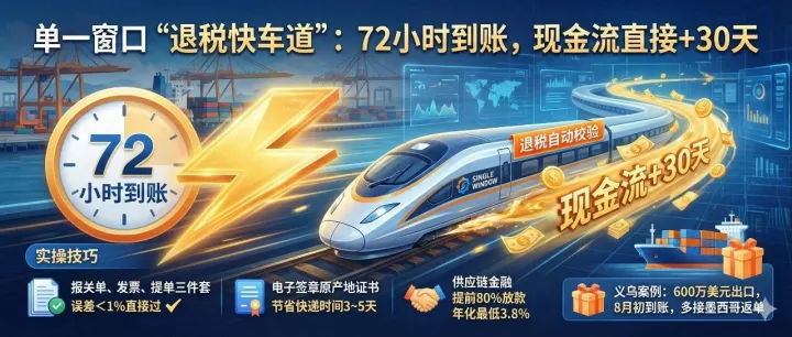 单一窗口开出“退税快车道”：72小时到账