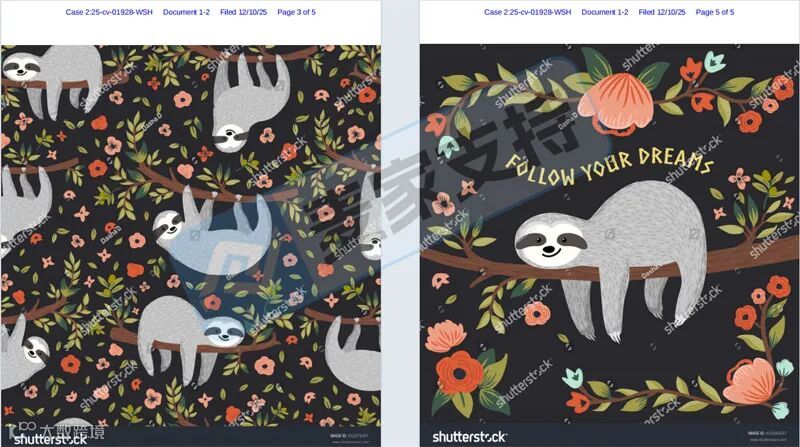 5-cv-01928，倒挂在树上的树懒插画图已申请TRO，冻结风险将至！"