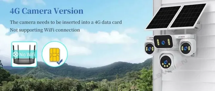 「LS-AOV01-4G」AOV 24/7 4K 12X Zoom Four Screen Solar Camera