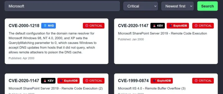 一个开源的全球通用漏洞库 | 统一漏洞搜索平台
