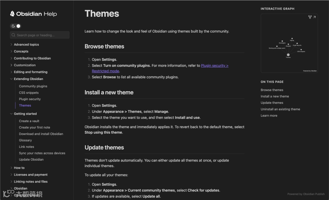 Example of Obsidian Help site powered by Obsidian Publish