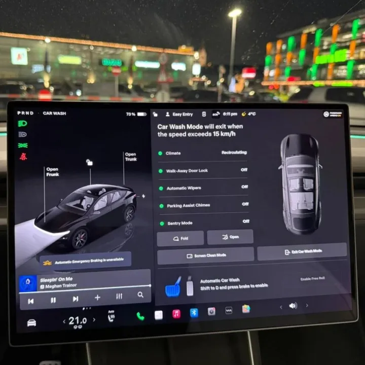 特斯拉 OTA 未记录更新：推送全新设计的<洗车模式用户界面>
