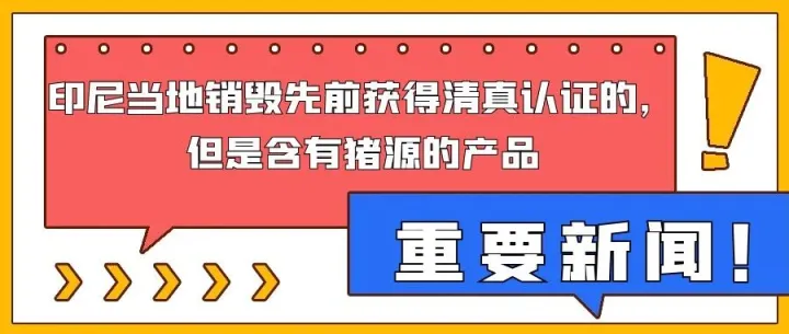 重要新闻！印尼当地销毁先前获得清真认证的，但是含有猪源的产品