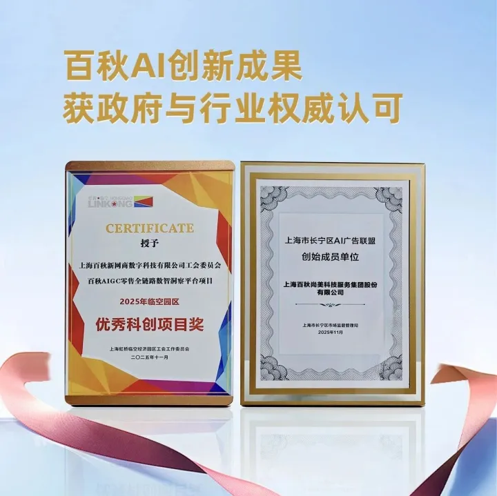 荣誉 | 百秋AI创新成果获政府与行业权威认可
