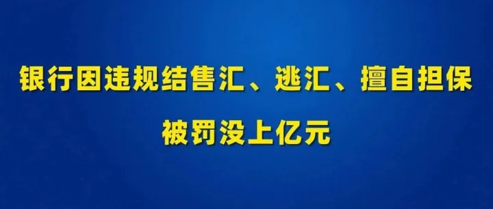 银行因违规结售汇、逃汇、擅自担保被罚没上亿元