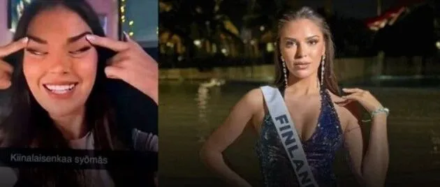 大快人心！“拉眼角”还配文“跟中国人吃饭”, 芬兰小姐冠军头衔被撤...