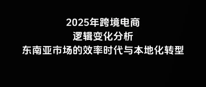 2025年跨境电商逻辑变化分析：东南亚市场的效率时代与本地化转型