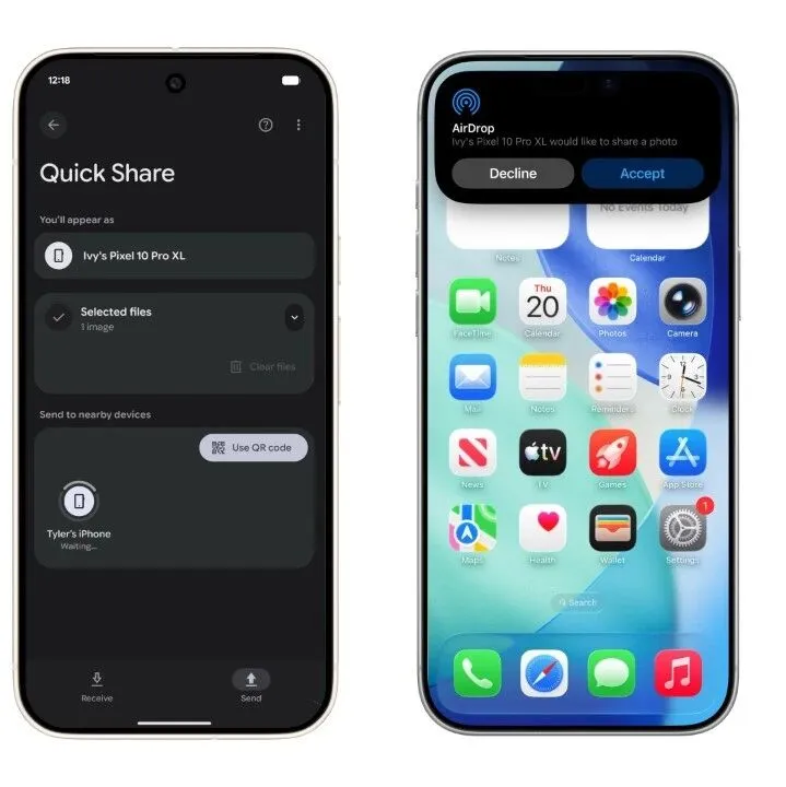 谷歌宣布QuickShare快速分享已打通iOS设备 可以利用<em>AirDrop</em>传输文件