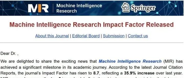 Machine Intelligence Research Impact Factor Released