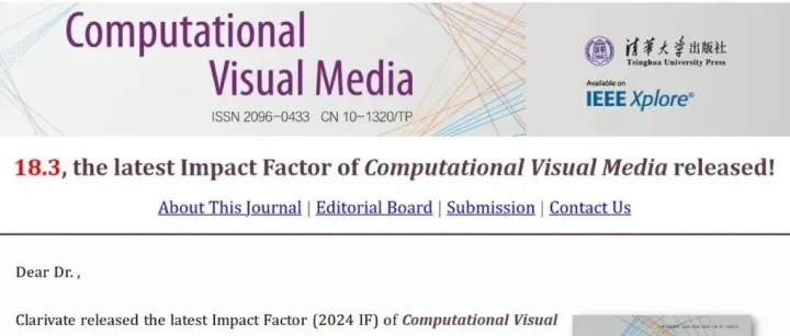 18.3, the latest Impact Factor of CVM released!