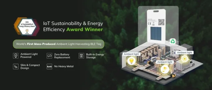 Minew Wins 2025 IoT Award for Ambient Light Harvesting BLE Tag