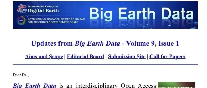 Updates from <em>Big</em> Earth <em>Data</em> - Volume 9, Issue 1