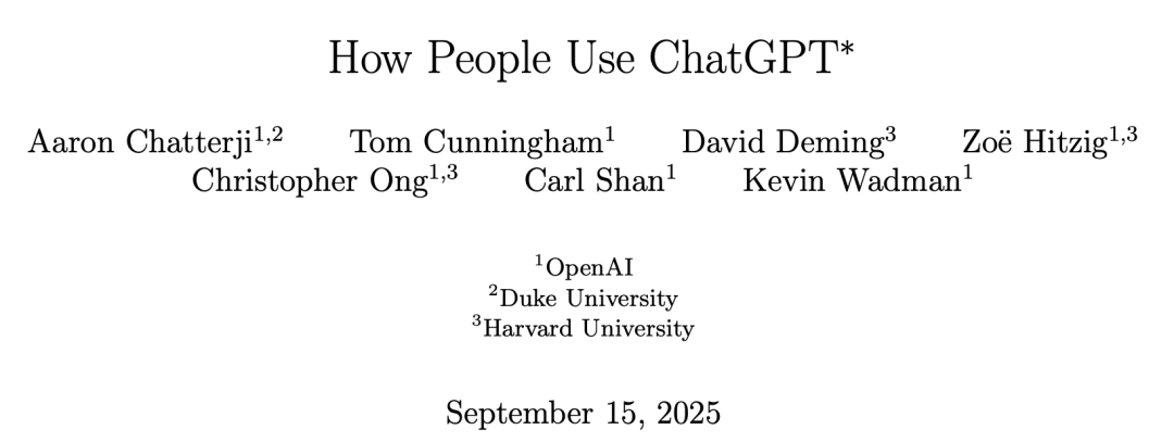 报告地址：https://cdn.openai.com/pdf/a253471f-8260-40c6-a2cc-aa93fe9f142e/economic-research-chatgpt-usage-paper.pdf