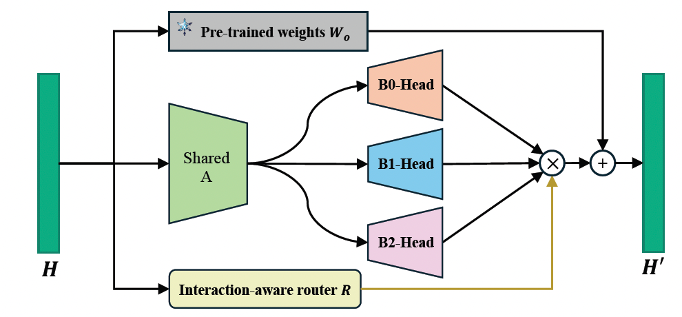 ▲ 图4. 具有多个 LoRA head 的 Interaction-aware LoRA 结构