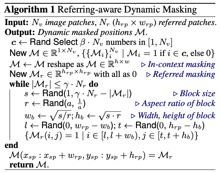算法1: 指代感知的动态图像掩码策略