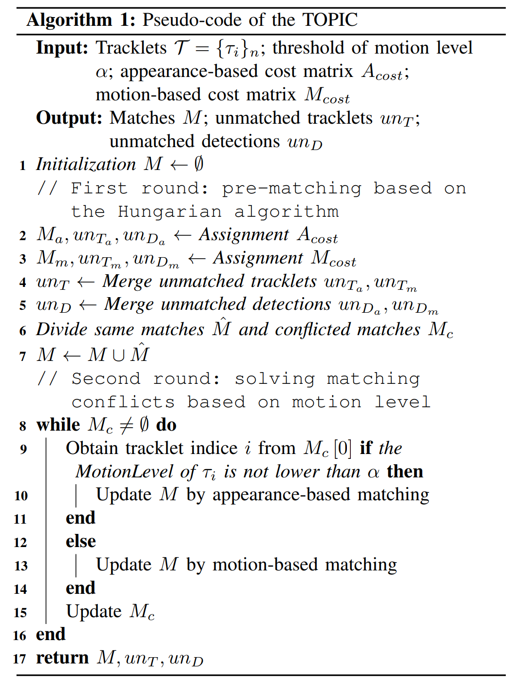 算法1：TOPIC方法的伪代码