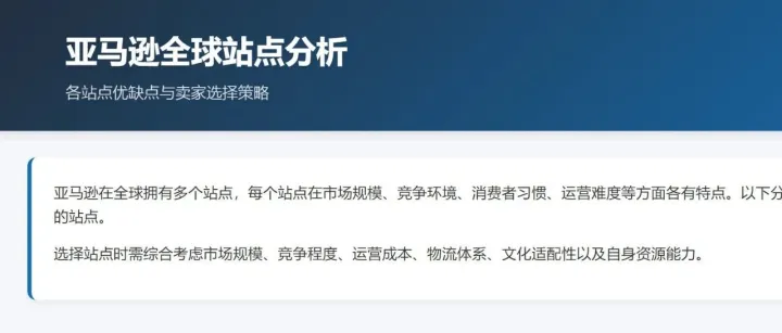 亚马逊全球开店，选对站点就成功了一半！解。