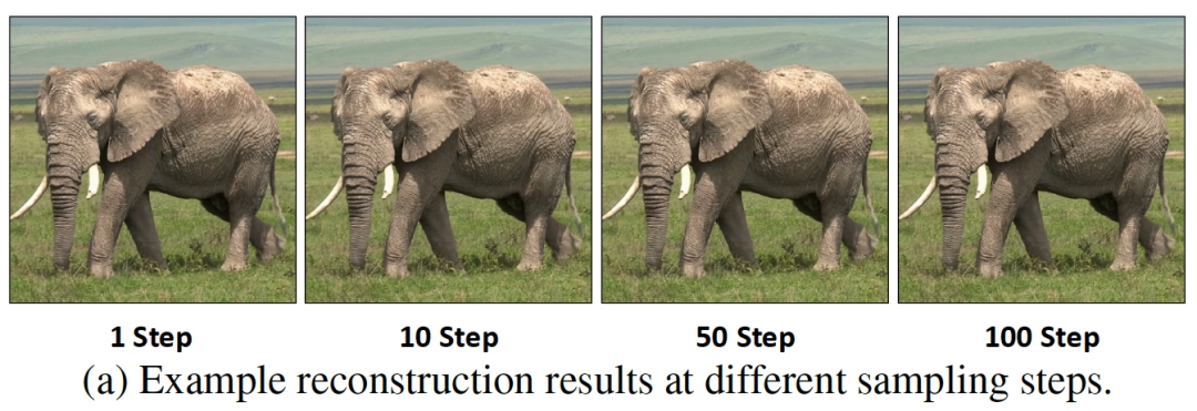 Reconstruction at different sampling steps