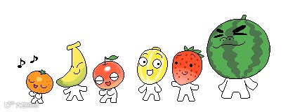 西瓜草莓香蕉水果跳舞动态分割线