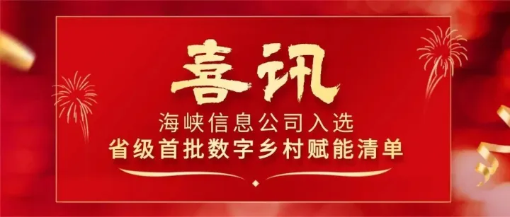 喜报！海峡信息公司入选省级首批数字乡村赋能清单