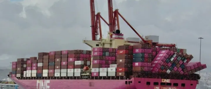 突发！ONE船丢失约45个集装箱！