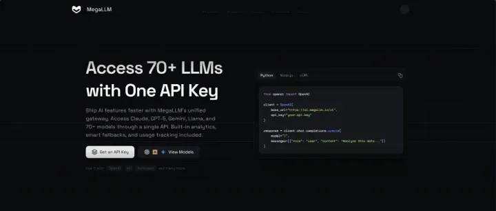 爆火！MegaLLM，Cursor 平替的超强通用 AI 平台，一个 API 畅连 70 + 模型!