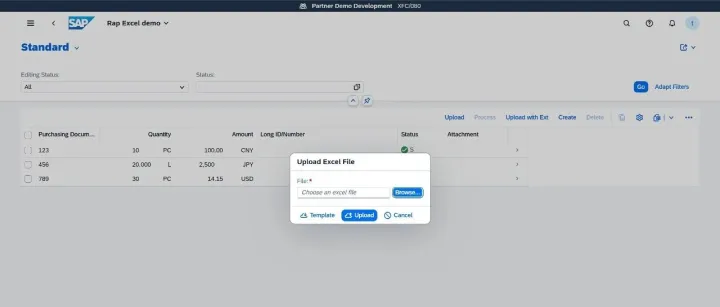 【学习系列】SAP RAP 22：Excel文件上传和读取（非扩展&扩展方式）