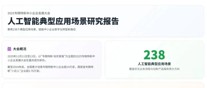【重磅解读】2025 专精特新中小企业发展大会人工智能典型应用场景研究报告