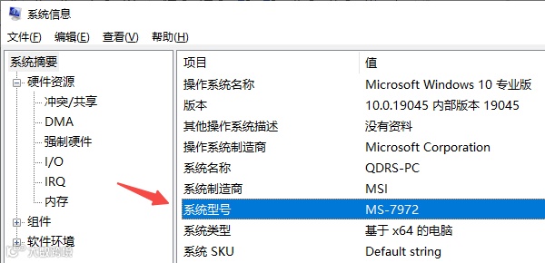通过“系统信息”查看