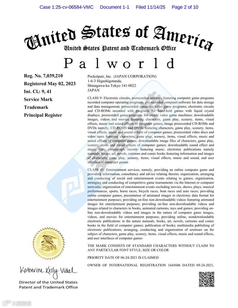 5-cv-06584,热门游戏Palworld幻兽帕鲁隐匿维权,292店涉案被TRO冻结!"