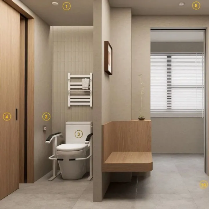 适老化定制：卫浴 + 卧室双空间，长辈生活安全又舒心