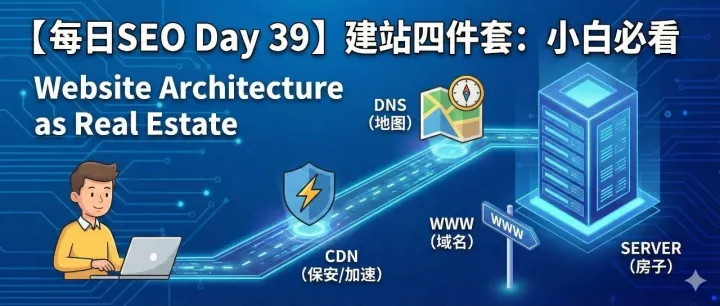 【每天SEO 40】建站四件套（域名/服務(wù)器/DNS/CDN）：小白必看