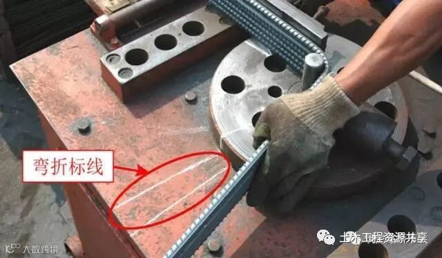 后张法预应力箱梁施工做法细节展示-用标线标记弯折角度