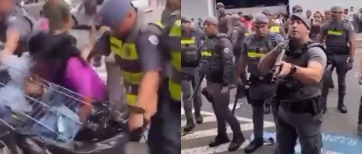 圣保罗Brás打击非法摊贩行动，执法使用胡椒喷雾波及商户与顾客