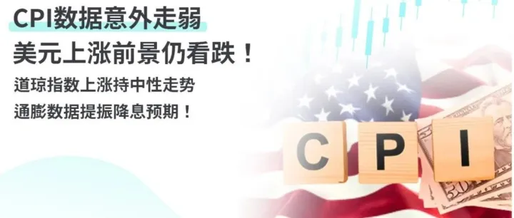 CPI <em>数据</em>意外走弱，美元上涨前景仍看跌！道琼指数上涨持中性<em>走势</em>，<em>通</em>膨<em>数据</em>提振降息预期！