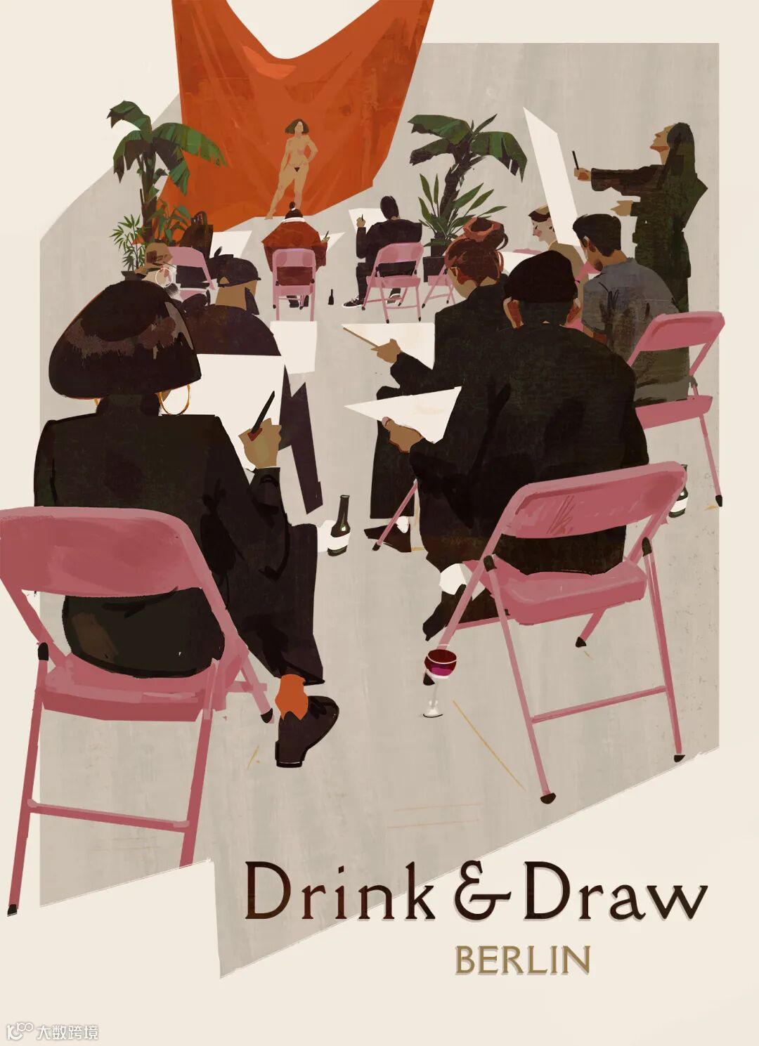 饮酒绘画海报设计 02