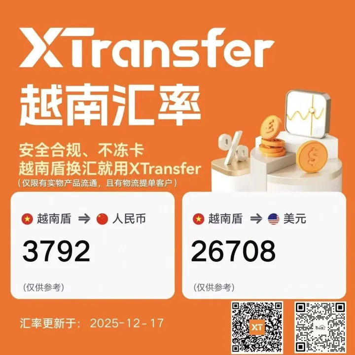 12月19日汇率越南盾 换人民币：3772！(只适合贸易商)