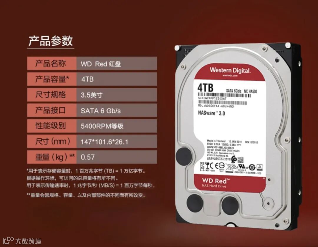 西部数据(WD)Red™系列网络储存硬盘