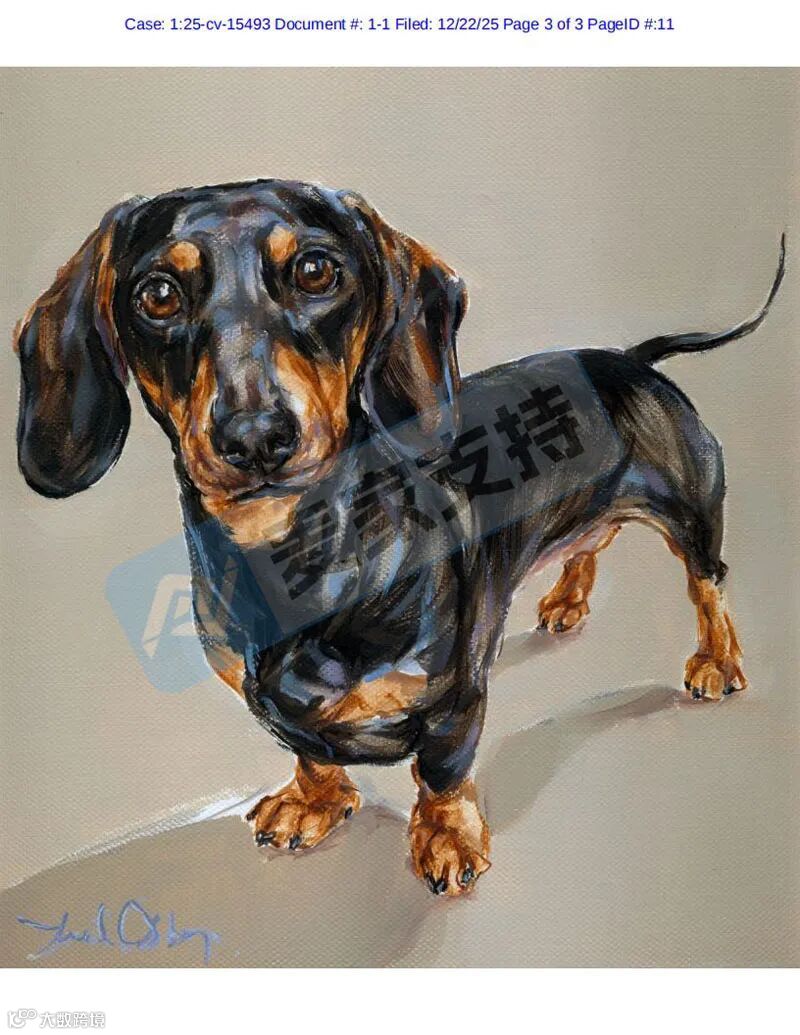 5-cv-15493,keith新案之站立的腊肠犬版权维权,相关卖家速自查避险"
