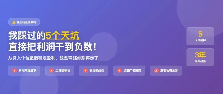 我做独立站遇到的5个天坑，直接把我利润干到了负数！