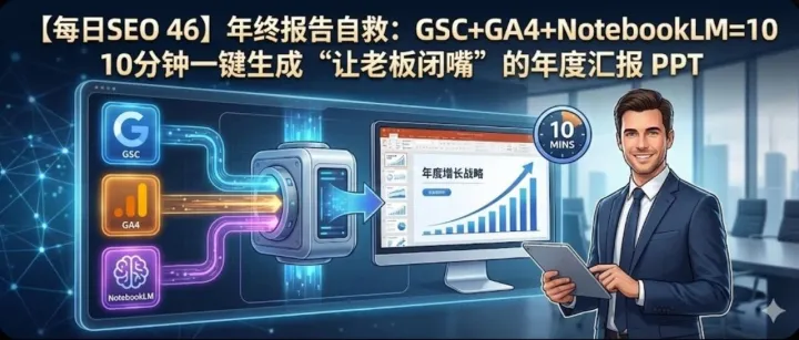 【每日SEO 46】年终报告自救：GSC+GA4+NotebookLM=10分钟一键生成“让老板闭嘴”的年度汇报 PPT