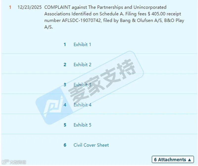 5-cv-26077,TRO冻结警报!B&O商标维权来袭,跨境卖家需仔细排查!"